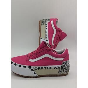 Women's Size 6.5 Vans Old Skool Logo Stacked Platform Cabaret Pink Checker Shoes